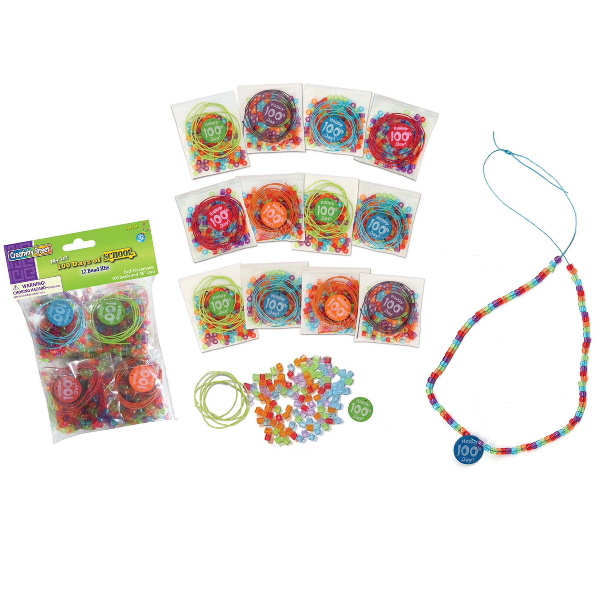Creativity Street® 100 Days of School, Bead Kit, Assorted Sizes, 12