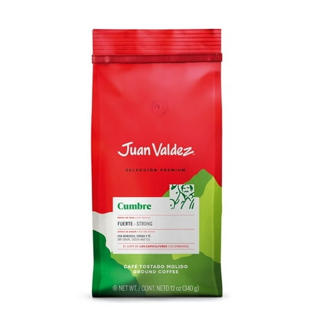 Juan Valdez Cumbre Naturally Caffeinated Ground Coffee, Strong Flavor, 12oz