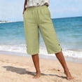 thumbnail image 3 of Long Shorts for Women Linen Capri Pants Womens Plus Size High Elastic Waisted Cropped Pants with Pockets Summer Capris for Women 2026, 3 of 6
