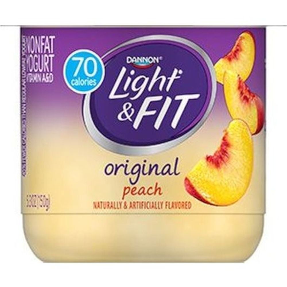 Light and Fit Peach Yogurt, 5.3 Ounce -- 12 per Case.