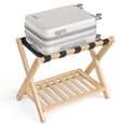 thumbnail image 2 of SONGMICS Solid Wood Luggage Rack, No Assembly Required, Foldable Suitcase Stand, Luggage Holder, with Storage Shelf, for Guest Room, Hotel, Bedroom, Natural Beige, 2 of 6