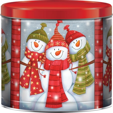 Snowman Friends Assorted Holiday Popcorn Tin, 22 Oz (Caramel, Cheddar Cheese & Butter Flavored)
