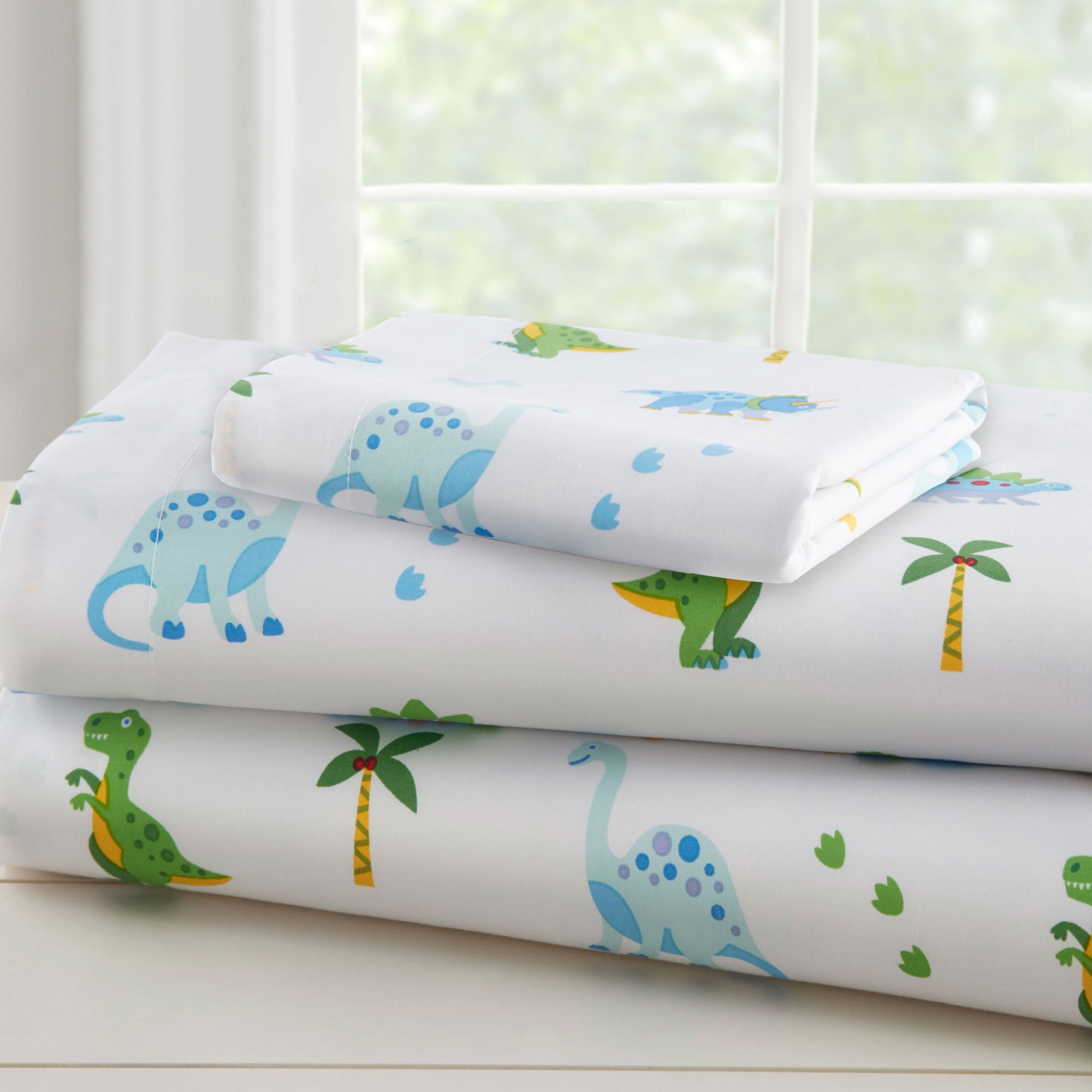 Wildkin Kids 100% Cotton Sheet Set for Boys and Girls - Toddler (Dinosaur Land Blue)
