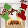 thumbnail image 4 of Whaline 3 Pack Knitted Christmas Stocking with Scarf Red Green White Hanging Stockings Classic Xmas Hanging Decorations for Christmas Party Home Fireplace Decor Family Friend Gift, 20inch, 4 of 7