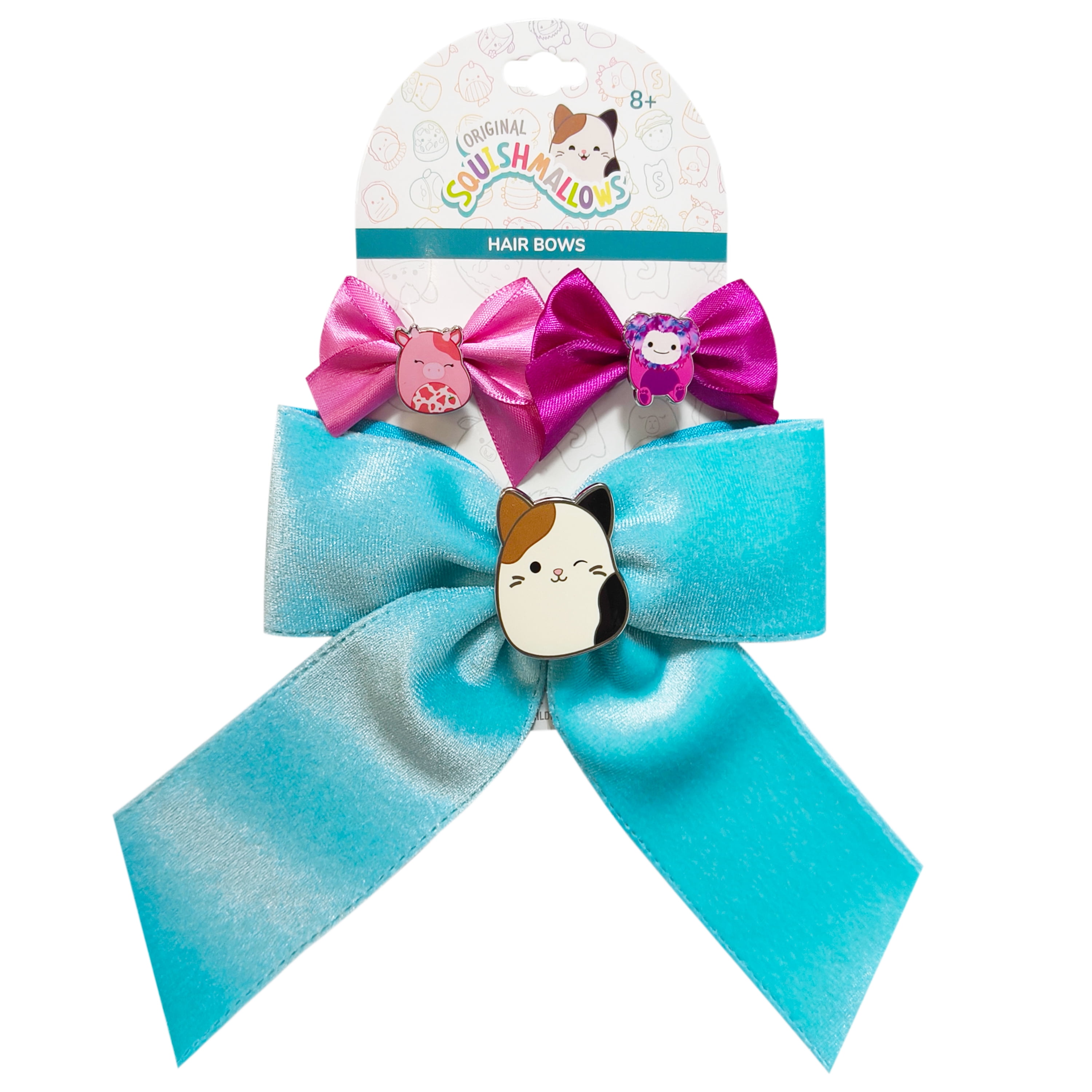 Squishmallow 3 Pack Clip Bows, 1 Large Bow and 2 Small Bows, All Ages