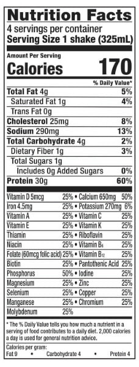 (6 pack) Equate Max Protein Nutrition Shake, Vanilla Flavored, 11 fl oz, 4 Count