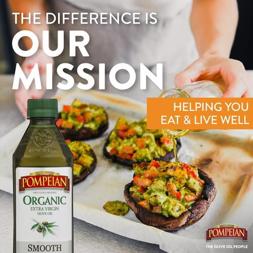 Pompeian Usda Organic Smooth Extra Virgin Olive Oil, Contains Polyphenols, First Cold Pressed, Smooth, Delicate Flavor, Perfect For Sautéing & Stir-Frying, 16 Fl. Oz - Pack of 2
