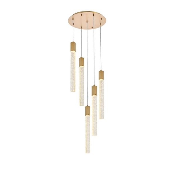 Weston 5 lights pendant in satin gold