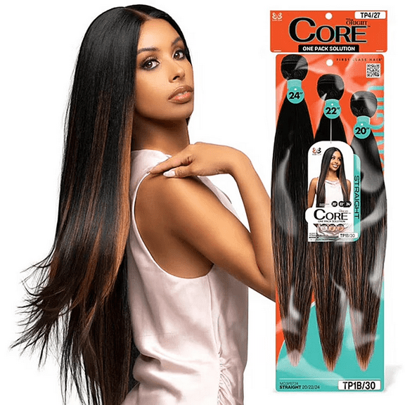 USTAR 3 Bundles TP1B/30 Straight Synthetic Hair 20-22-24 Inch Heat-Resistant, Quick Weave Kit (2 Wig Caps, 1 Glue) – Long-Lasting Voluminous Curls for Work/Parties/Dates Deal