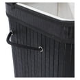 thumbnail image 5 of Double Laundry Hamper with Lid and Cloth Liner - Bamboo - Black - Easily Transport Laundry Basket - 2 Section Collapsible Hamper - String Handles, 5 of 8