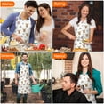 thumbnail image 4 of White Highland Cow Flower Pattern Apron-Garden Aprons for Women with Pockets-Cotton Linen Waterproof Kitchen Cooking Gardening Aprons Adjustable for Kitchen,Cooking,BBQ and Salon 33x27 Inch, 4 of 7