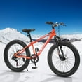 thumbnail image 3 of Elecony 24 pulgadas grasa neumático bicicleta adulto / juvenil completo Shimano 7 velocidades bicicleta de montaña, freno de disco doble, marco de acero de alto carbono, suspensión delantera, 3 of 5