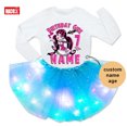 thumbnail image 3 of Conjunto de tutú y vestido para cumpleaños de niñas, traje de fiesta de cumpleaños de Monster High Boll, vestido ligero para fiesta de niñas, falda de 5 años, manga larga, 3 of 5