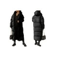 thumbnail image 3 of Women Long Quilted Coat Hooded Maxi Length Long Sleeve Puffer Jacket Padded Coat Winter Outerwear, 3 of 5