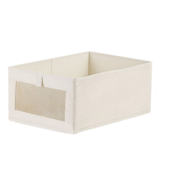 Cajón de lino con ventana transparente Organizador de armario para ropa, ropa interior y calcetines Tamaño