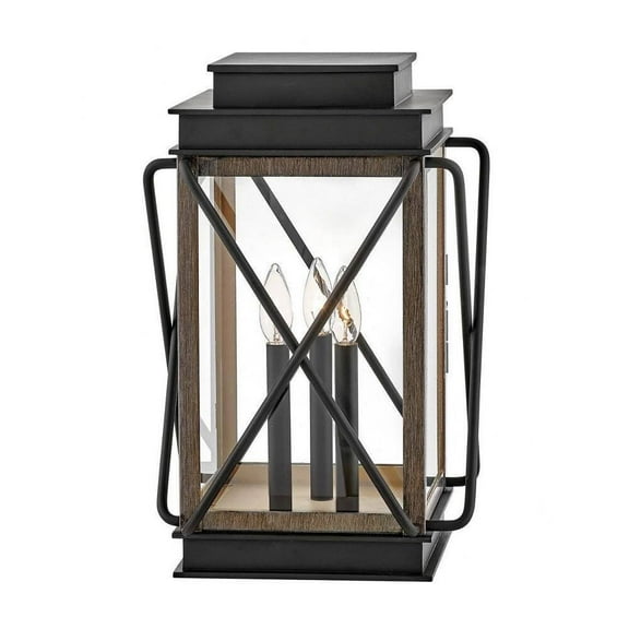 3 Light Medium Outdoor Pier Mount Lantern in Transitional Style 11.75 inches Wide By 18.5 inches High-Black Finish Bailey Street Home 81-Bel-4530461