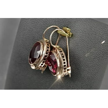 HOOUN Gold Cubic Zirconia Red Ear Hook Drop Dangle Earrings Anniversary Jewelry Gift-Gold