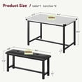 thumbnail image 2 of 3-Piece Dining Table Set for 4 – Industrial Rectangular Table with 2 Upholstered Benches, Sturdy Metal Frame, Space-Saving for Apartments, Condos, Studios – Multiple Color Options Available, 2 of 8