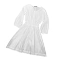 thumbnail image 3 of Vestido de encaje con cuello en V, cintura alta, verano, una línea, mini vestido corto hueco, blanco, S seitruly AP001265-01B, 3 of 7