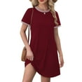 thumbnail image 6 of Efsteb Womens Summer Sundresses Short Sleeve Casual T Shirt Dress Crewneck Sundresses Beach Vacation Pockets (Wine,XL), 6 of 8