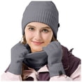 thumbnail image 1 of FYEGRE Children's Winter Hat Scarf Gloves Set Fashionable Outdoor Warm Three Piece Accessory Kit for Cold Weather Grey One Size, 1 of 7