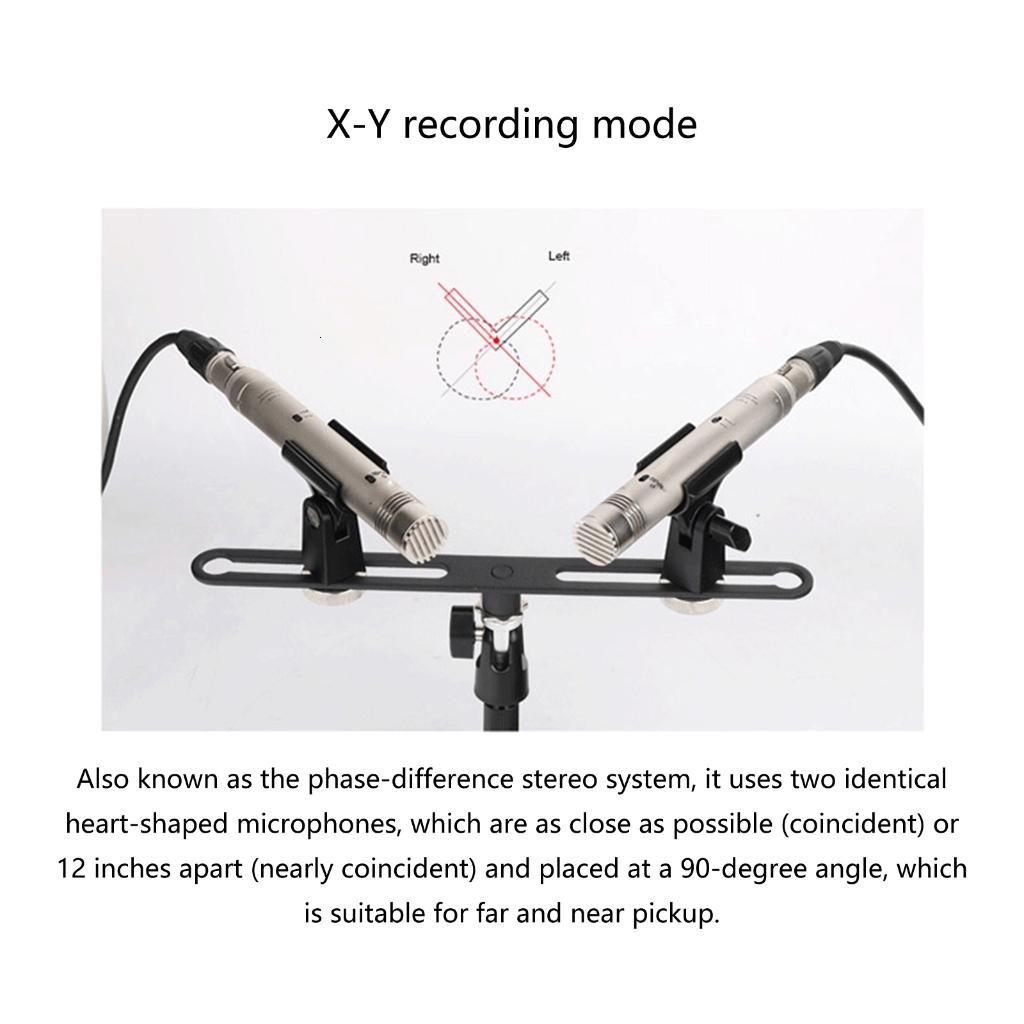 Oasiva Microphone Double Holder 2Way Arm Double Heavy Duty Mic Clip Stereo Mount Brackets