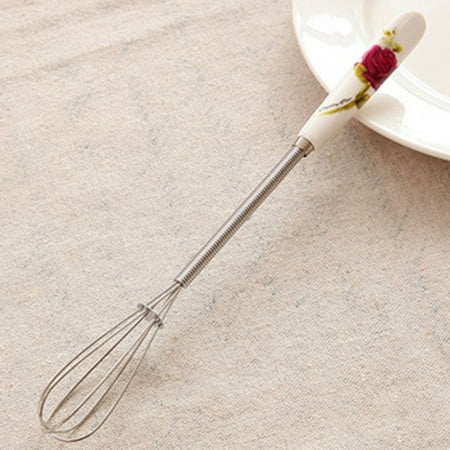 

Stainless Steel Mini Whisk Ceramic Handle Coffee Milk Frother Beater For Cooking