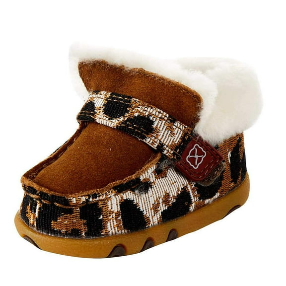Twisted X Boots Boys ICA0025 Twisted X Infant Leopard Print Sherpa Lined Driving Moc 3 Multi