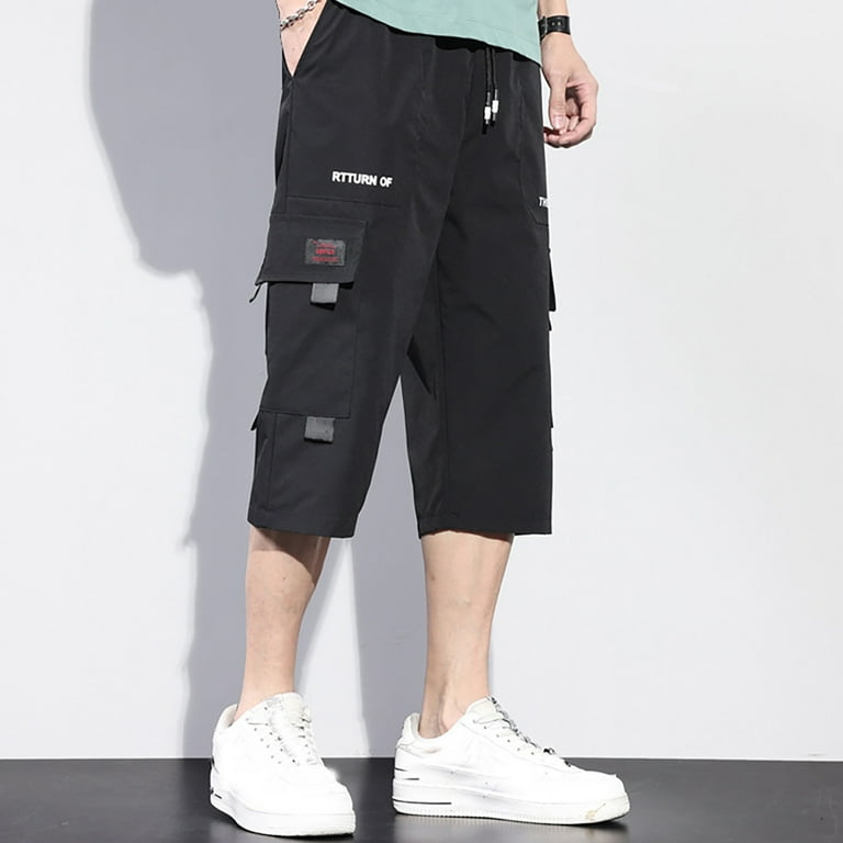 XDZJLR Mens Shorts Over The Knee Elasticated Pocket Slacks