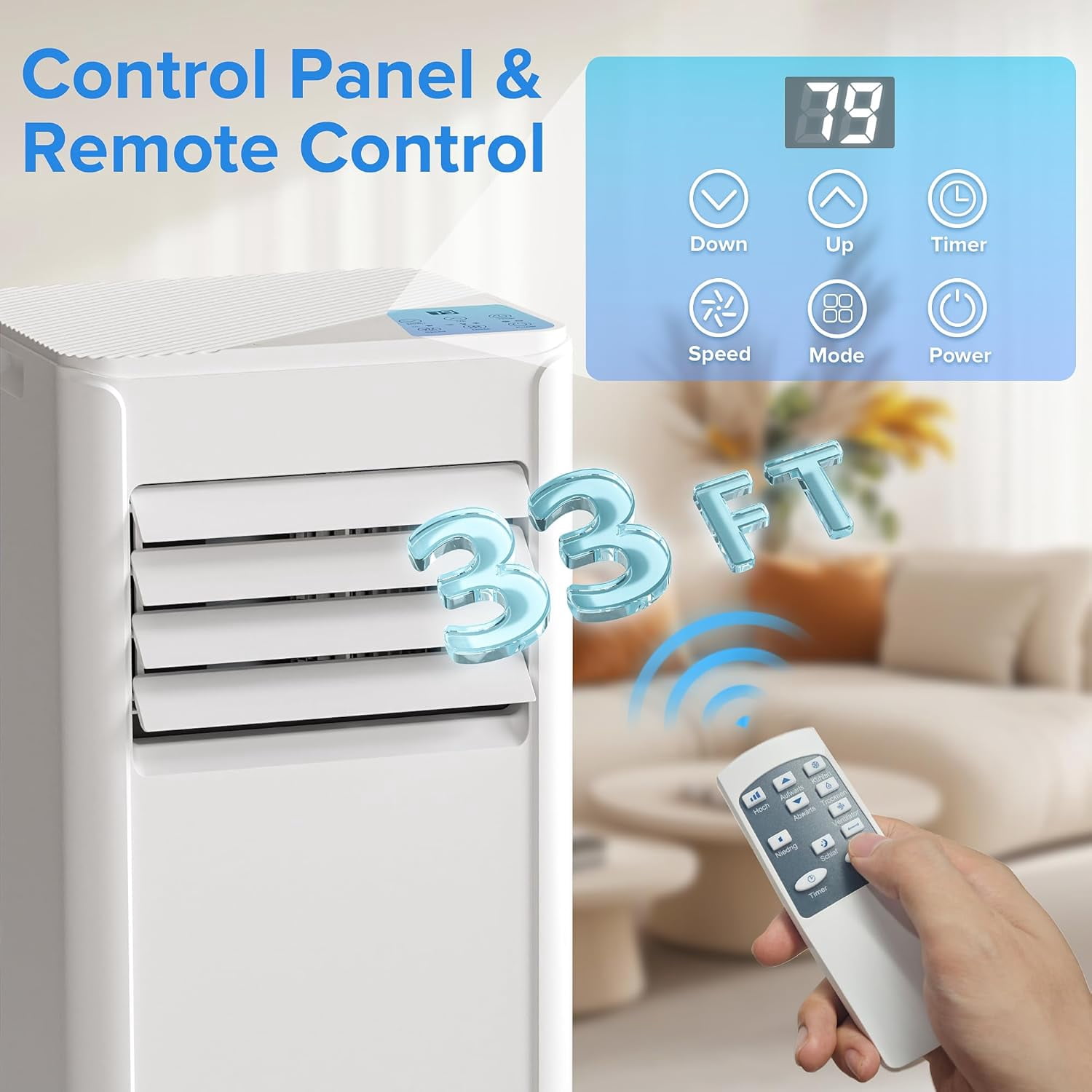 FREE VILLAGE Portable Air Conditioners,8000 BTU Air Conditioner for Room Up to 350 Sq.Ft,24H Timer,Remote Control,Dehumidifier,3 in-1 AC Unit with Window Kit for Bedroom,Indoor Rooms,Home Office