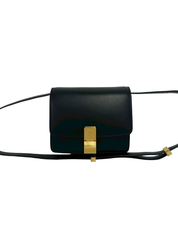 Pre-Owned CELINE Classic Box Leather Mini Semi One Shoulder Bag Pouch Sacoche Black 363-2