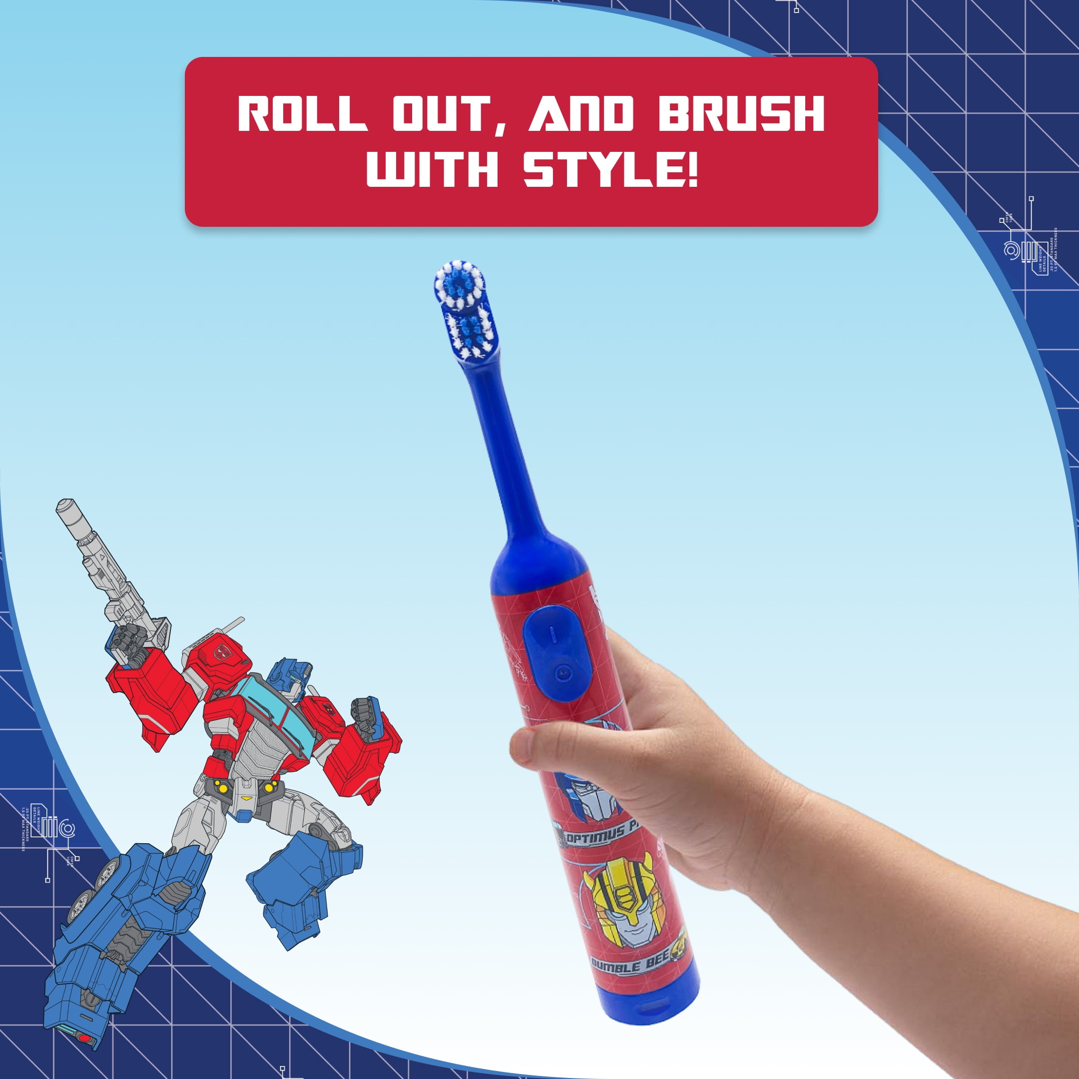 Equate Kids Transformers Oscillating Battery-Powered Electric Toothbrush, Blue and Red
