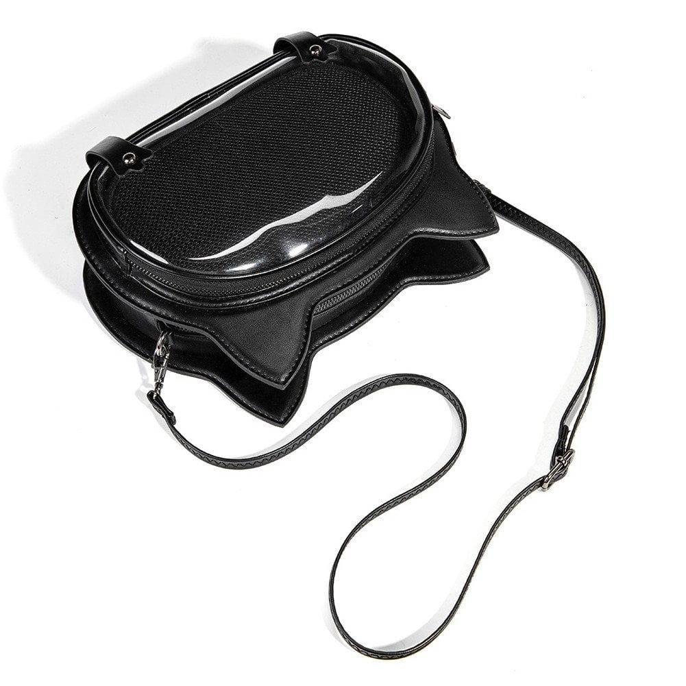 Hzzsbu Fashion Cat Ear Design Crossbody Bag Ita Messenger Bag Cute Transparent Shoulder Bag Sweet Cool Ita Bag for Women