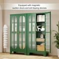 thumbnail image 5 of 61.02" Metal Display Storage Cabinet,Tall Kitchen Pantry Cabinets with Cross Acrylic Glass Doors and Adjustable Shelves,Freestanding Storage Cupboard for Kitchen, Living Room(Green), 5 of 7