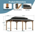 thumbnail image 2 of Modern Shade Hardtop Gazebo 12' x 20' with 4 LED Lights, Permanent Gazebo with Double Galvanized Steel Roof for Outdoor Backyard, Brown, 2 of 8