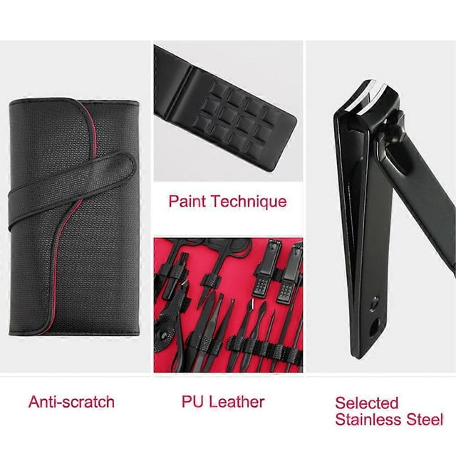 18pcs Pedicure Manicure Tool Kit with Foldable Storage Bag Nail Clippers Set for Nail Foot Face Care