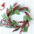 thumbnail image 6 of Hvmvliv 19.69in Simulated Red Fruit Christmas Wreath Pine Needle Leaf with Frost Wreath for Window Layout Door Hanging Outdoor Christmas Decoration Green, 6 of 8
