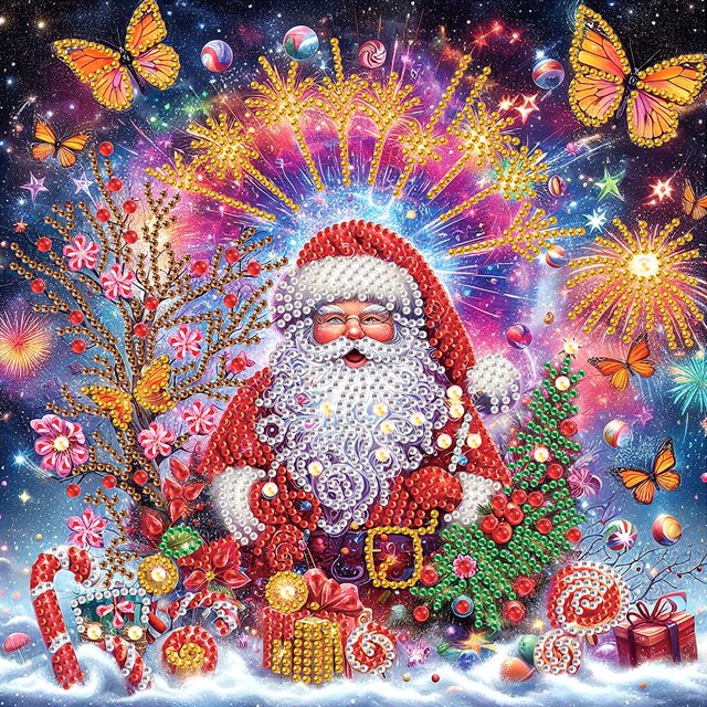 5D DIY Taladro Parcial Con Forma Especial Navidad Papá Noel Kit30x30cm