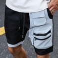 thumbnail image 2 of LNWUY Mens Summer Casual Cargo Shorts Color Block Cotton Drawstring Shorts Loose Comfort Breathable Stretch Short with Pocket Black S, 2 of 8