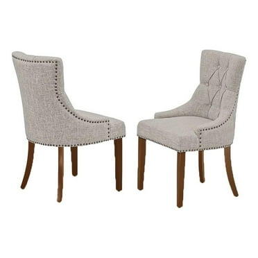 Pemberly Row 41"H Traditional Fabric Dining Chair in Gray (Set of 2)