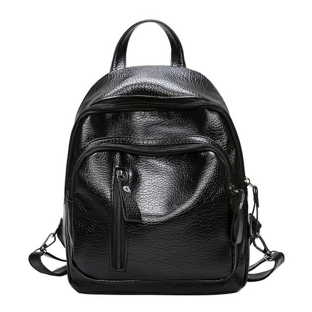 Mini mochila Bidobibo para mujer, antirrobo, bandolera informal de piel suave, de doble uso, pequeña, negra