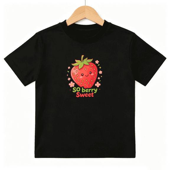 Cute Strawberry Girls Graphic Tee Berry Sweet Fruit Lover Summer Gift 100% Cotton Kids Short Sleeve T-Shirt 4-13Y