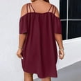 thumbnail image 4 of WULMLEO Women's Plus Size Dresses Off Shoulder Short Sleeve Short Dresses Causal Loose Tunic Summer Dress Wine 4XL, 4 of 5
