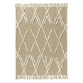 thumbnail image 2 of Ox Bay Tan/Ivory Shag Geometric Fringe Lightweight Cotton Throw Blanket, 50" x 60", 2 of 7