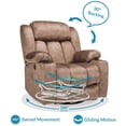 thumbnail image 3 of OUINCH Manual 360 Degree Swivel Glider Rocker Recliner Chair with Massage and Heat, USB Ports, Side Pockets and Cup Holders, Velvet Fabric (Brown), 3 of 7