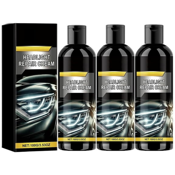 Headlight Repair Cream, Car Headlight Refurbish Agent, Car Headlight Magic Restoration Kit, Car Headlight Restoration Kit for Yellowing & Scratches 3PCS