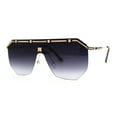 thumbnail image 2 of Mens Luxury Flat Top Shield Robotic Mob Metal Rim Sunglasses Gold Smoke, 2 of 4