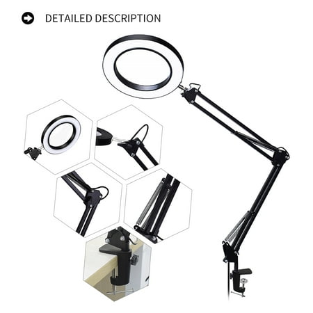 Lighting Led 5x Magnifying Lamp With Clamp Hands Free Magnifying