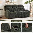thumbnail image 6 of Ebello Manual Recliner Sofa, Soft Fabric Overstuffed 3-Seat Reclining Couch with Cup Holders for Living Room & Home Theater, Dark Green, 6 of 10