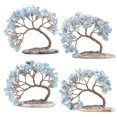 thumbnail image 2 of Gray Árbol de dinero de cristal coloreado hecho a mano para la buena suerte, salud y riqueza, figura de bonsái en losa de ágata natural, 2 of 3